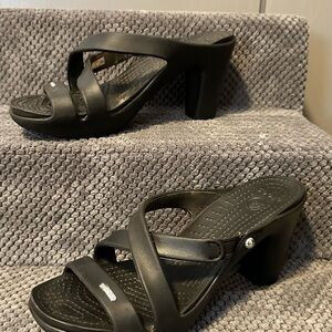 CROCS Black Women's Heeled Sandals 8wide